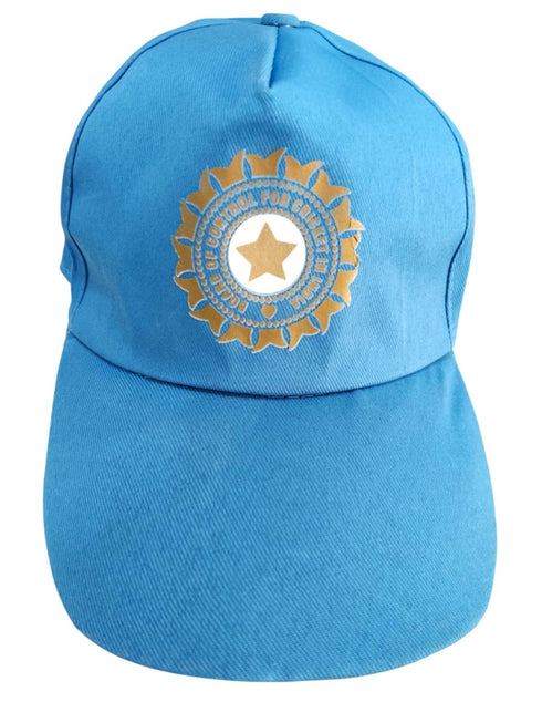 BookMyCostume Blue Cricket Cap for Kids & Adults – Sports Cap with Velcro Strap & Embroidered Cricket-Inspired Logo
